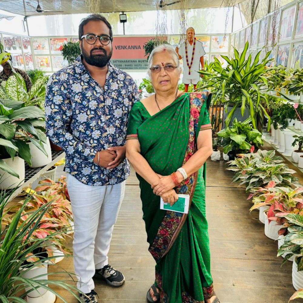 Palla Vinay garu with Mrs. Sudha Murthy in nursery